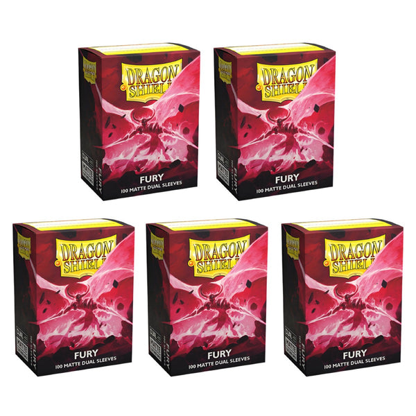 Dragon Shield Sleeves Standard Dual Matte Fury Alaric Crimson King 100 Ct 5 Packs ATM15055K2