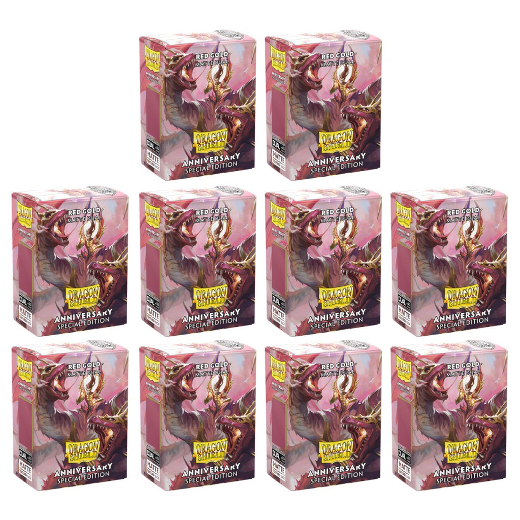Dragon Shield Sleeves Standard Dual Matte Red/Gold Special Edition 100 Ct 10 Packs ATM15065K2