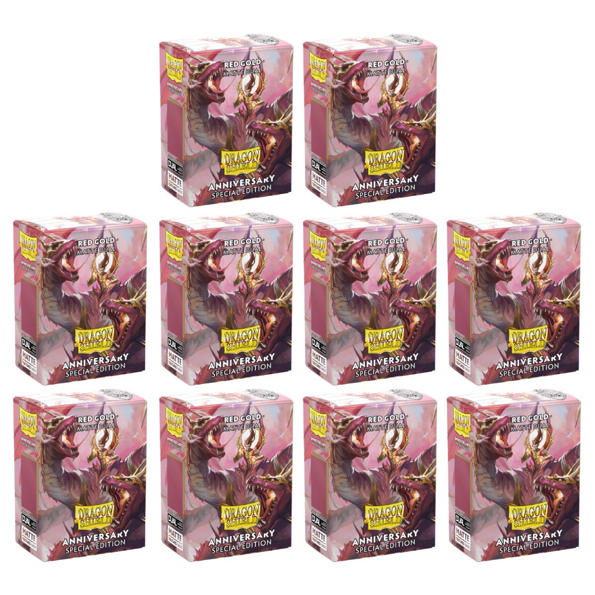 Dragon Shield Sleeves Standard Dual Matte Red/Gold Special Edition 100 Ct 10 Packs ATM15065K2