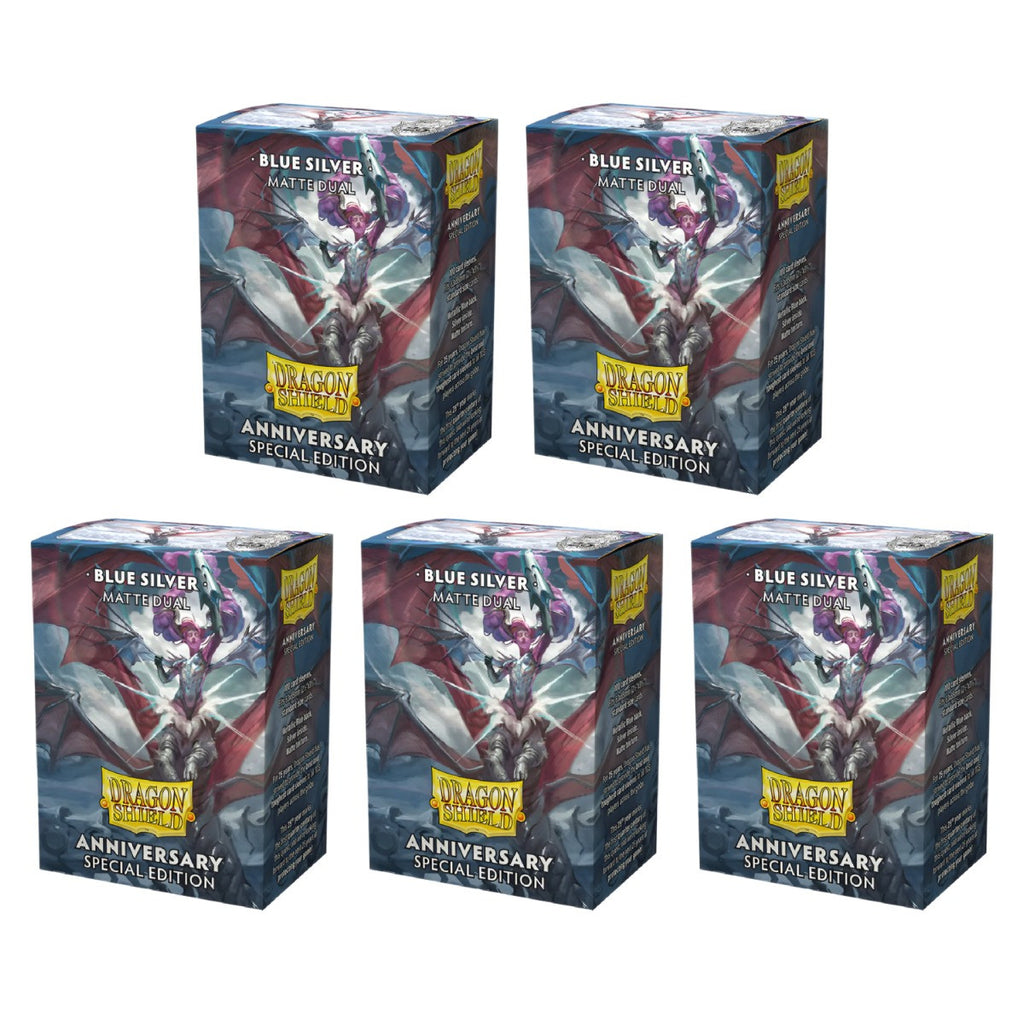 Dragon Shield Sleeves Standard Dual Matte Blue/Silver Special Edition 100 Ct 5 Packs ATMDSH15064K1