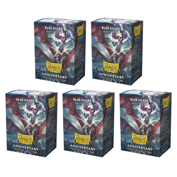 Dragon Shield Sleeves Standard Dual Matte Blue/Silver Special Edition 100 Ct 5 Packs ATMDSH15064K1