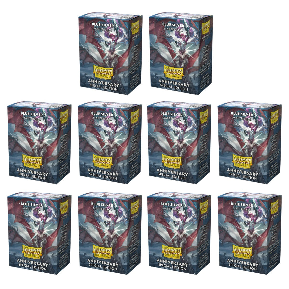 Dragon Shield Sleeves Standard Dual Matte Blue/Silver Special Edition 100 Ct 10 Packs ATMDSH15064K2