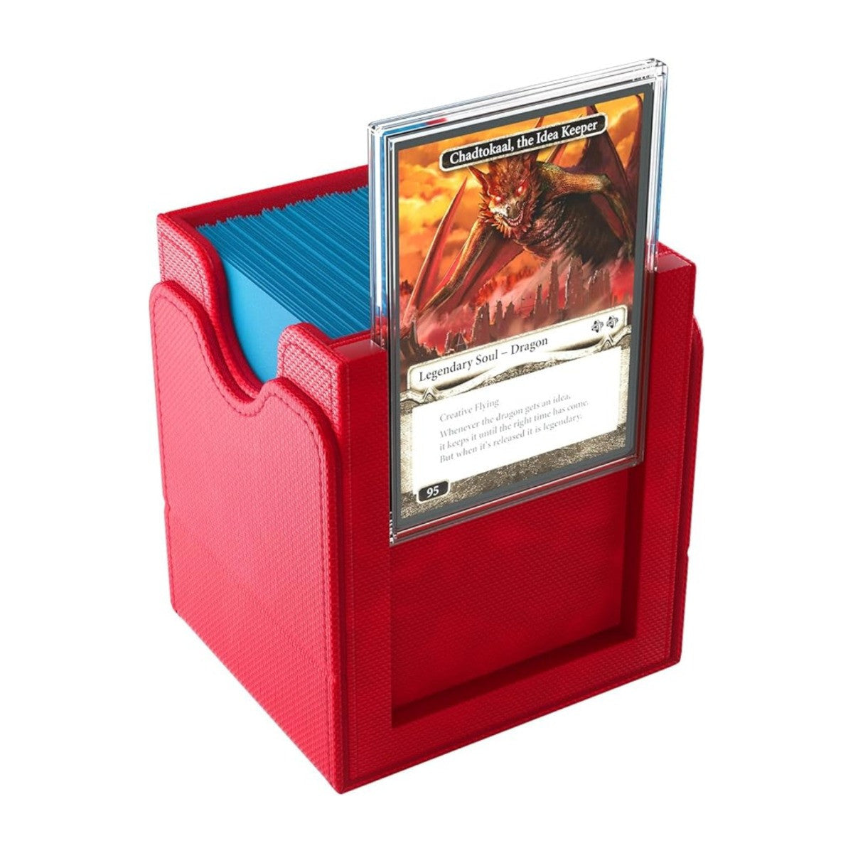 Gamegenic Squire Plus 100+ Xl Convertible Deck Box Holds 100 Double Sleeved Cards Premium Commander Card Case Detachable Slide Card Case Armorfyber Surface Red Color - GGS20215ML