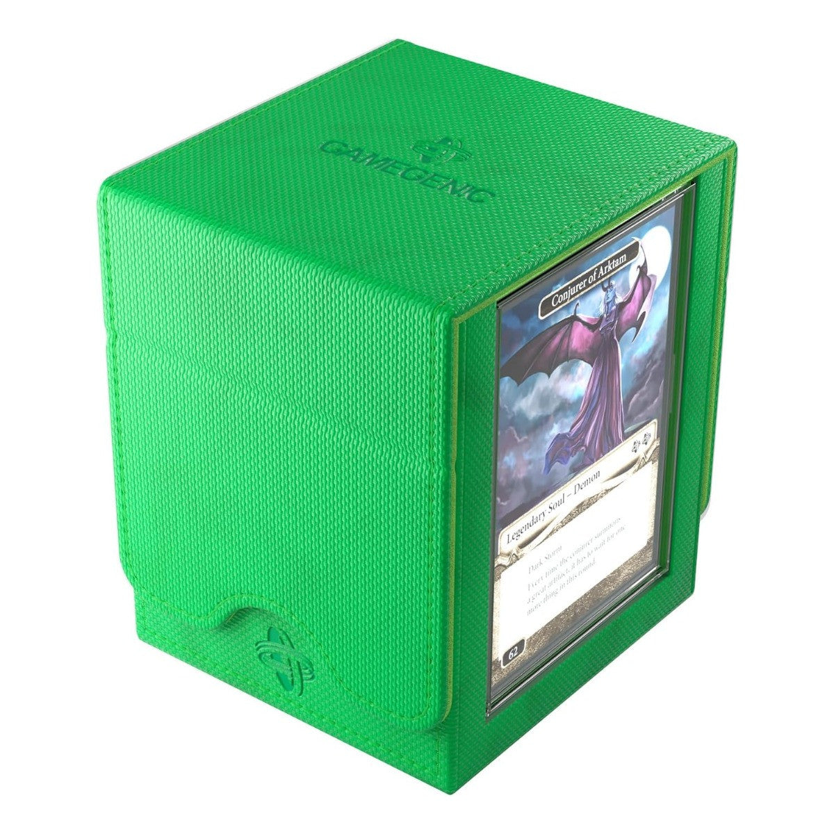 Gamegenic Squire Plus 100+ Xl Convertible Deck Box Holds 100 Double Sleeved Cards Premium Commander Card Case Detachable Slide Card Case Armorfyber Surface Green Color - GGS20216ML
