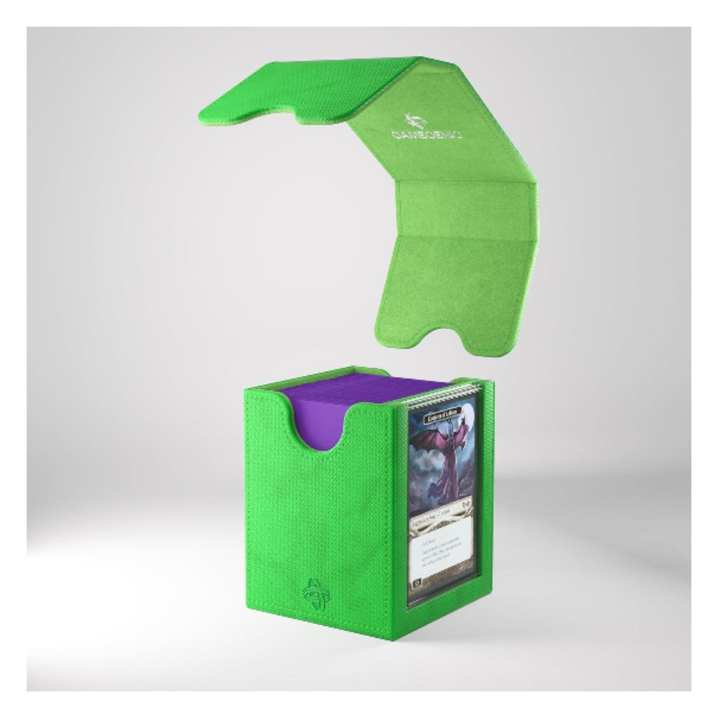 Gamegenic Squire Plus 100+ Xl Convertible Deck Box Holds 100 Double Sleeved Cards Premium Commander Card Case Detachable Slide Card Case Armorfyber Surface Green Color - GGS20216ML