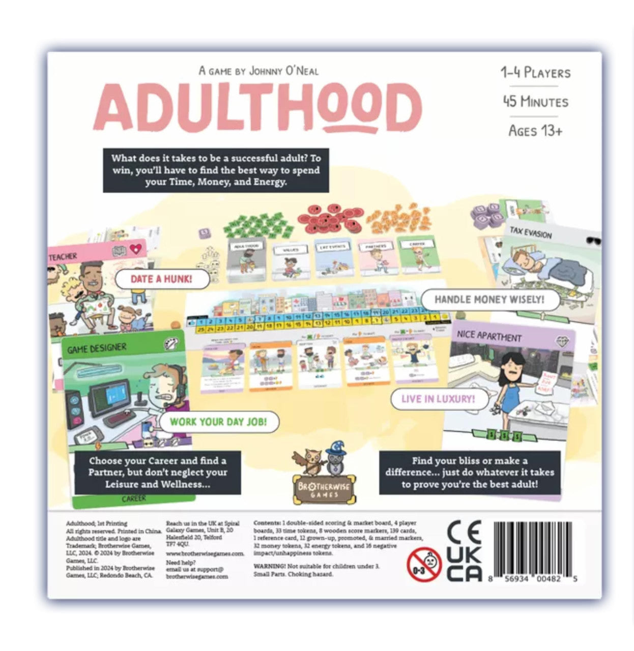 Brotherwise Games Adulthood Relatable Life Strategy Board Game Navigate Challenges of Growing Up Fun for 1-4 Players Ages 13+ BGM825