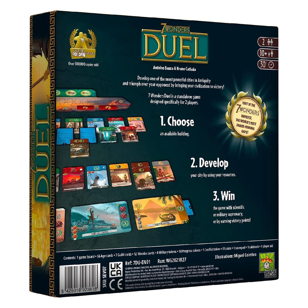 Asmodee 7 Wonders Duel Board Game One of The Most Celebrated Games in The World Minimum Recommended Age 10 Years Average Play Time 30 Minutes ASM-SEV07