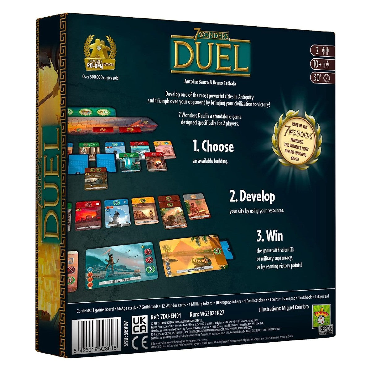 Asmodee 7 Wonders Duel Board Game One of The Most Celebrated Games in The World Minimum Recommended Age 10 Years Average Play Time 30 Minutes ASM-SEV07