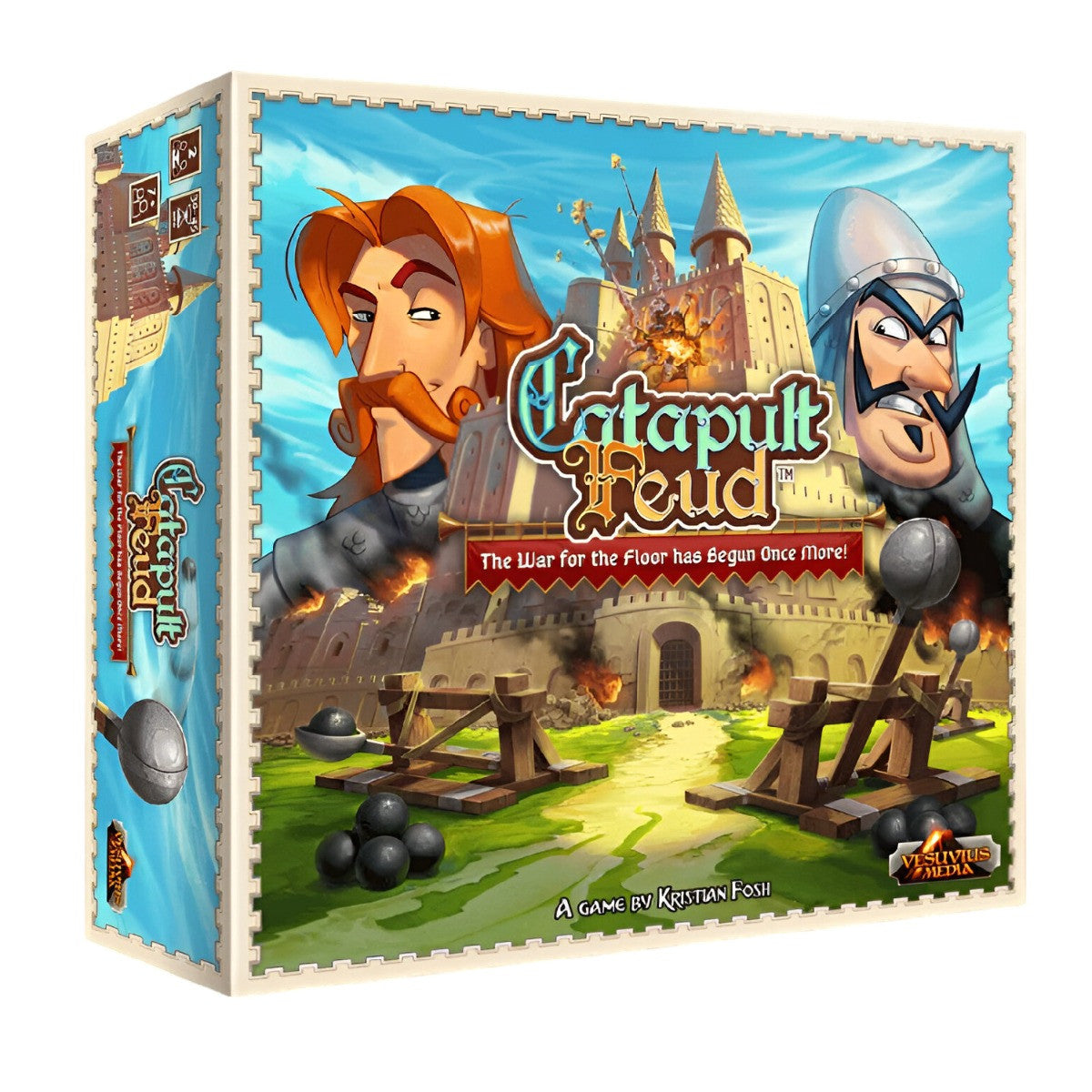 Vesuvius Media Catapult Feud Second Edition The Ultimate 2-Player Family Board Game for Fun, Strategy, and Dexterity CK23