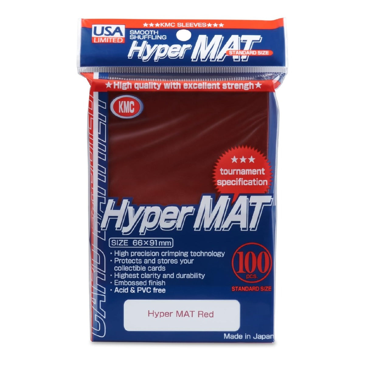 KMC Sleeves Full Size Hyper Matte Red (100) - KMCHM2048