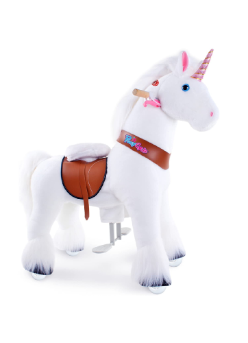 PonyCycle White Unicorn Ride On Horse Toy Walking & Rocking Pony for Kids Ages 4-7 Max Load 88 lbs - Ux404
