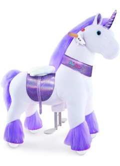 PonyCycle Purple Unicorn Ride On Horse Toy Walking & Rocking Pony for Kids Ages 4-7 Max Load 88 lbs - Ux406