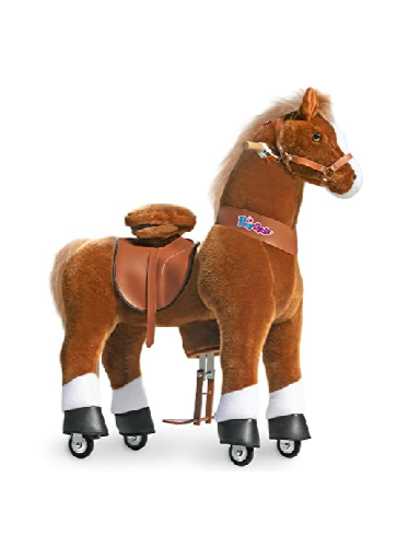 PonyCycle Brown Horse Ride On Toy Walking & Rocking Pony with White Hooves for Kids Ages 7+ Max Load 176 lbs - Ux524