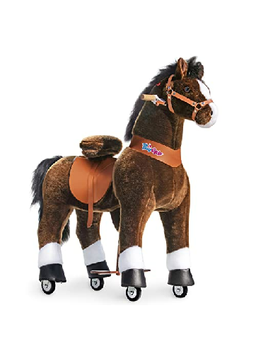 PonyCycle Dark Brown Horse Ride On Toy Walking & Rocking Pony with White Hooves for Kids Ages 7+ Max Load 176 lbs - Ux521