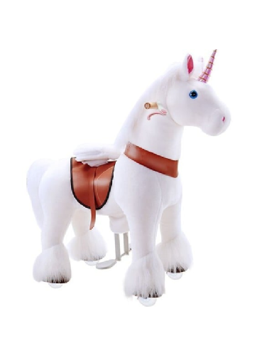 PonyCycle White Unicorn Ride On Toy Walking & Rocking Pony for Kids Ages 7+ Max Load 176 lbs - Ux504