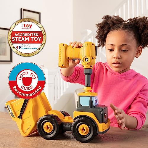 Tomy John Deere Build-A-Buddy Dump Truck Toy Buildable Dump Truck Take Apart Toys with Toy Drill STEM Building Toys for Kids Ages 18 Months and Up TM-47508EU