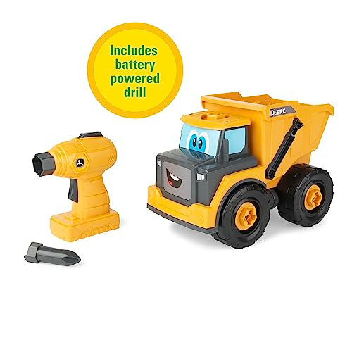 Tomy John Deere Build-A-Buddy Dump Truck Toy Buildable Dump Truck Take Apart Toys with Toy Drill STEM Building Toys for Kids Ages 18 Months and Up TM-47508EU