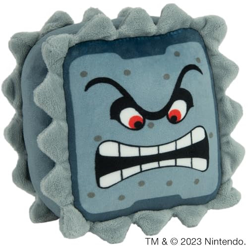 Tomy Club Mocchi Super Mario Plush Thwomp Plushie Squishy Mario Toys Plush Collectible Mario Figures Soft Plush Toys and Mario Room Decor 6 inch TM-T12443B