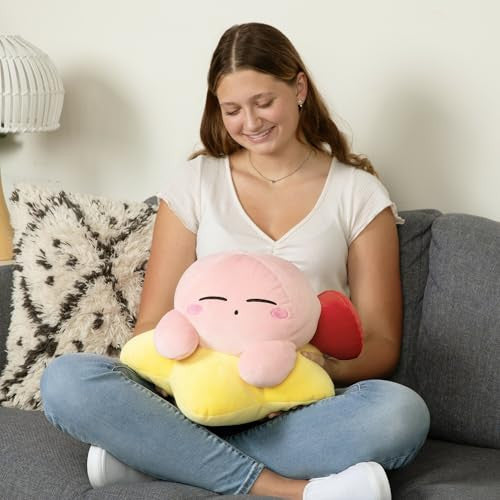 Tomy Club Mocchi- Kirby Plush Warpstar Kirby Plushie Squishy Kirby Toys Collectible Kirby Figures and Cute Stuffed Animals Soft Plush Toys and Kirby Room Decor 15 Inch TM-T12455