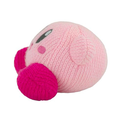Tomy Nuiguru Knit Kirby Plush Waving Kirby Plushie Crochet Plushies Collectible Crochet Stuffed Animals Soft Cozy Plush Toys and Kirby Room Decor 6 Inch TM-T12457