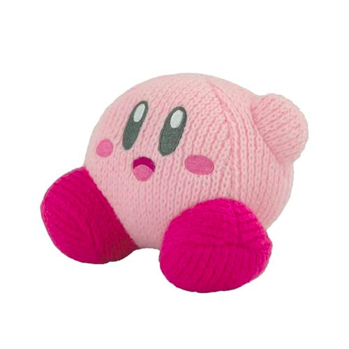 Tomy Nuiguru Knit Kirby Plush Waving Kirby Plushie Crochet Plushies Collectible Crochet Stuffed Animals Soft Cozy Plush Toys and Kirby Room Decor 6 Inch TM-T12457