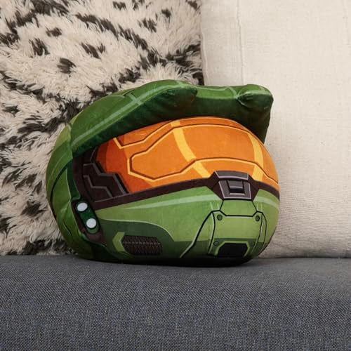 Tomy Club Mocchi Halo Plush Toy Master Chief Helmet Plushie Collectible Halo Figures Soft Plush Halo Toys Collectible Squishy Pop Culture and Video Game Plushies - 15 Inch TM-T12461