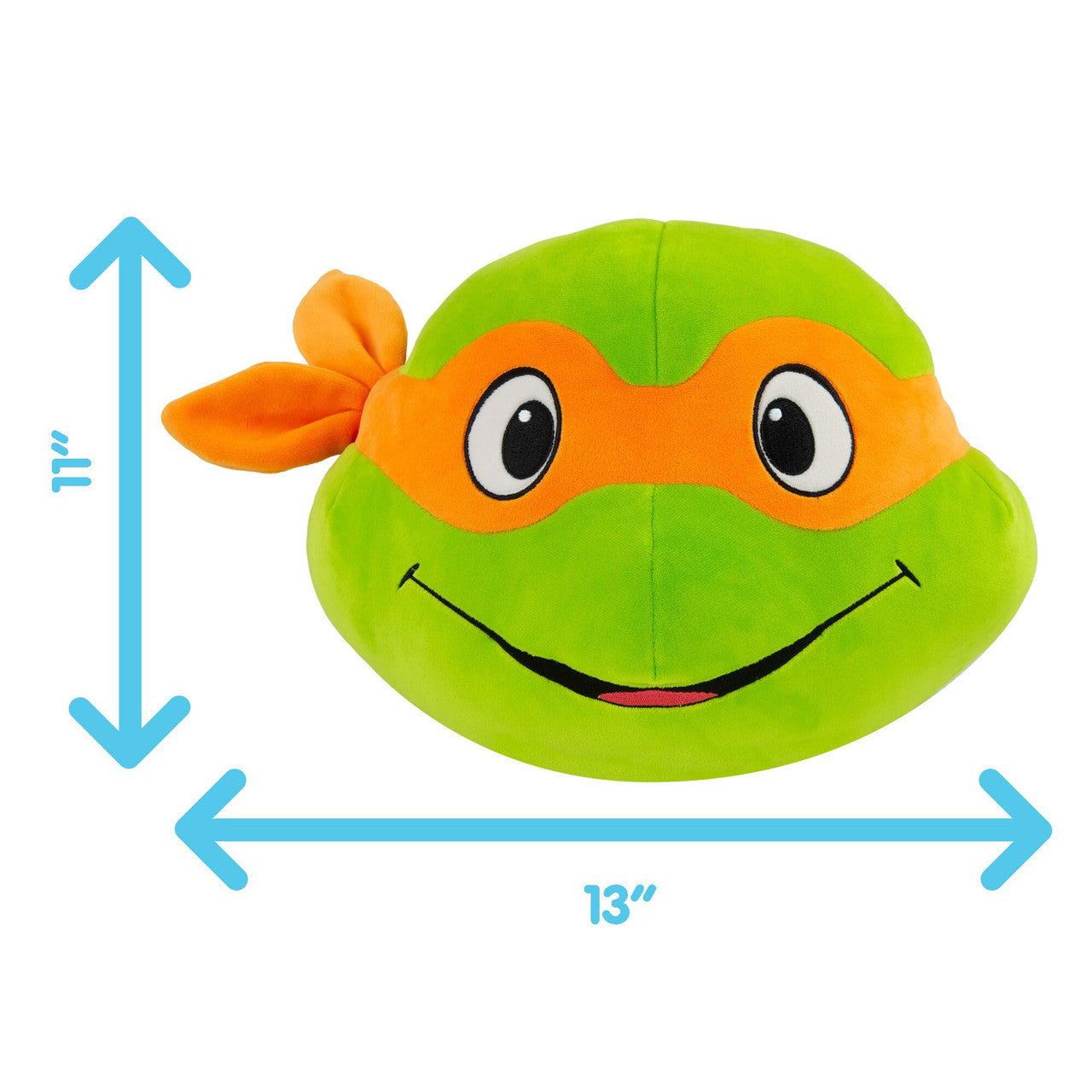 Tomy Club Mocchi Teenage Mutant Ninja Turtles Plush Michelangelo Head Plushie Squishy TMNT Soft Toys Plush Collectible TMNT Figures Room Decor 15 Inch TM-T12469