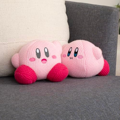 Tomy Nuiguru Knit Kirby Plush Hovering Kirby Plushie Knit Plushies Soft and Squishy Kawaii Plushies Toys Video Game Collectibles Gaming Room Decor 6 Inch TM-T12475
