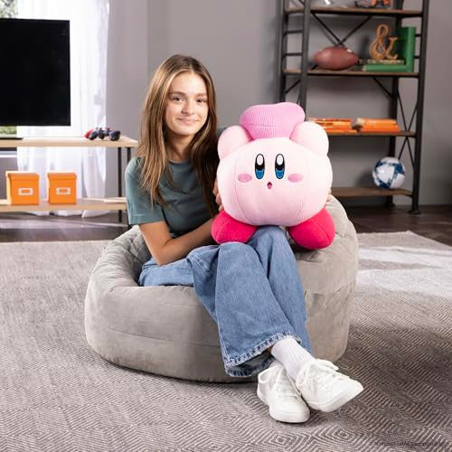 Tomy Nuiguru Knit Kirby Plush Kirby and Friend Heart Plushie Knit and Crochet Plushies Collectible Crochet Stuffed Animals Soft Cozy Plush Toys and Kirby Room Decor 15 Inch TM-T12476