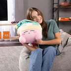 Tomy Nuiguru Knit Kirby Plush Sleeping Kirby Plushie Toy Knit and Crochet Plushies Collectible Crochet Stuffed Animals Soft Cozy Plush Toys and Kirby Room Decor 15 Inch TM-T12477