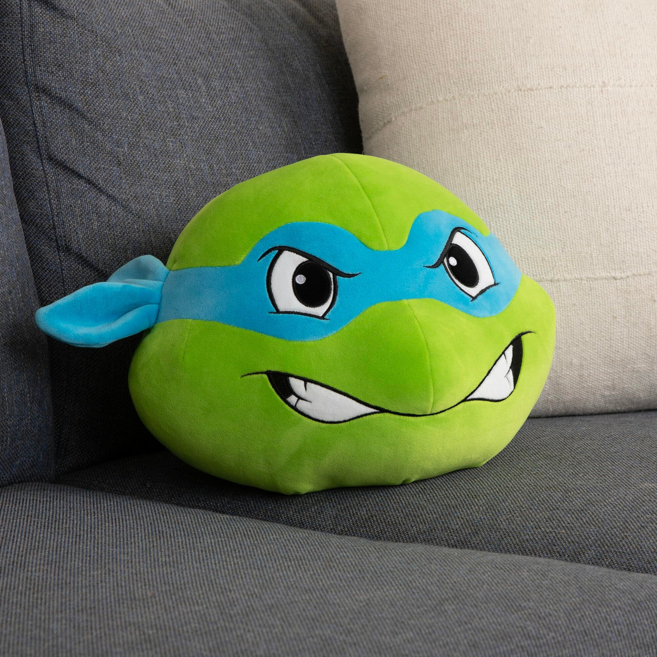 Tomy Club Mocchi Teenage Mutant Ninja Turtles Plush Leonardo Head Plushie Squishy TMNT Toys Plush Collectible TMNT Figures Room Decor 15 Inch TM-T12479