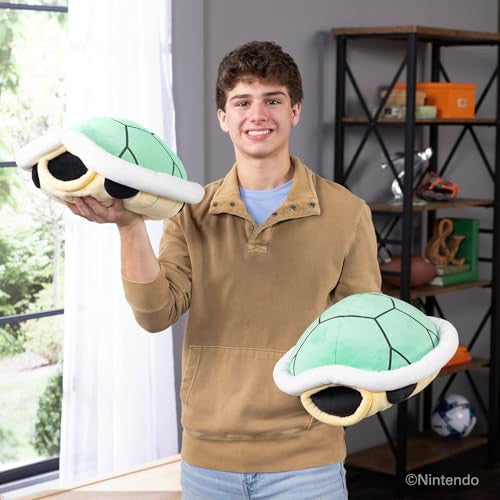 Tomy Club Mocchi Mario Kart Plushies Green Shell Plushie Squishy Mario Toys and Cute Stuffed Animals Gaming Room Decor Video Game Collectibles 15 Inch TM-T12637
