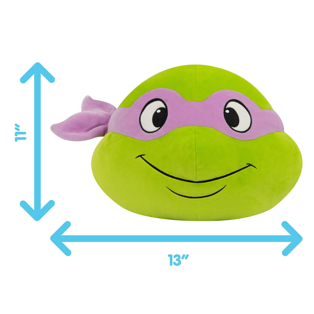 Tomy Club Mocchi Teenage Mutant Ninja Turtles Plush Toy Donatello Head Plushie Squishy TMNT Soft Toys Plush Collectible TMNT Figures Room Decor 15 Inch TM-T12640