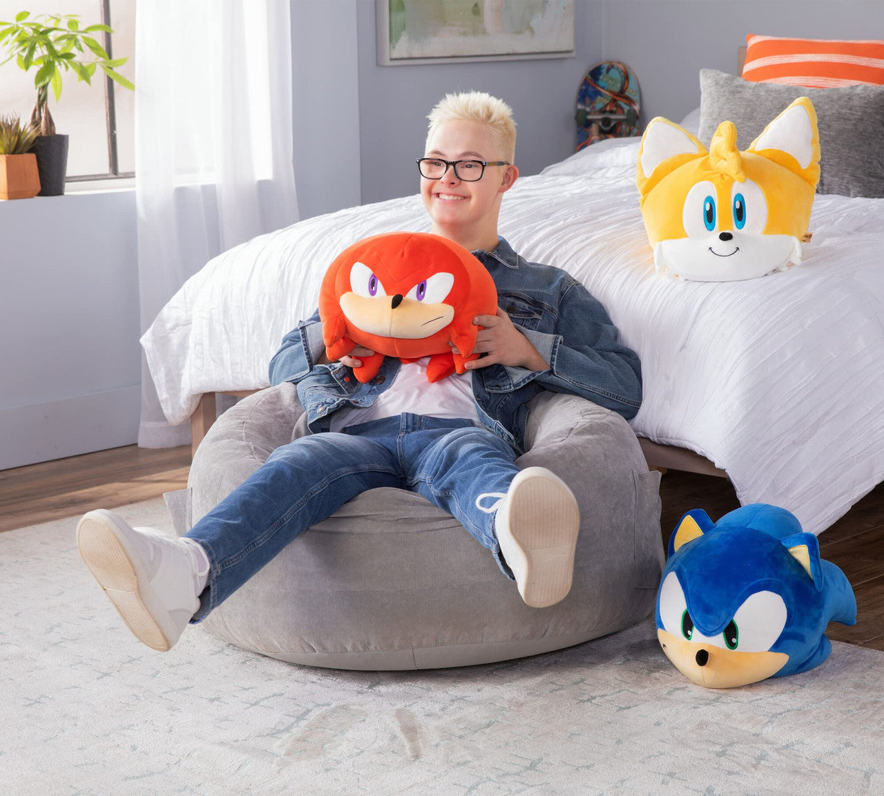 Tomy Club Mocchi Sonic the Hedgehog Plush Knuckles Plushie Squishy Collectible Sonic Toys Cute Plushies and Room Decor 15 inch TM-T12826