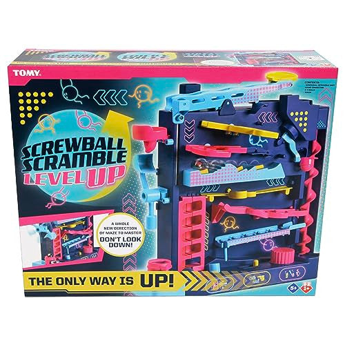 Tomy Screwball Scramble Level Up Kids Board Game Timed Marble Run Obstacle Course Kids Games Holiday Toys and Christmas Games Toddler Ages 5 Years and Up TM-T73535