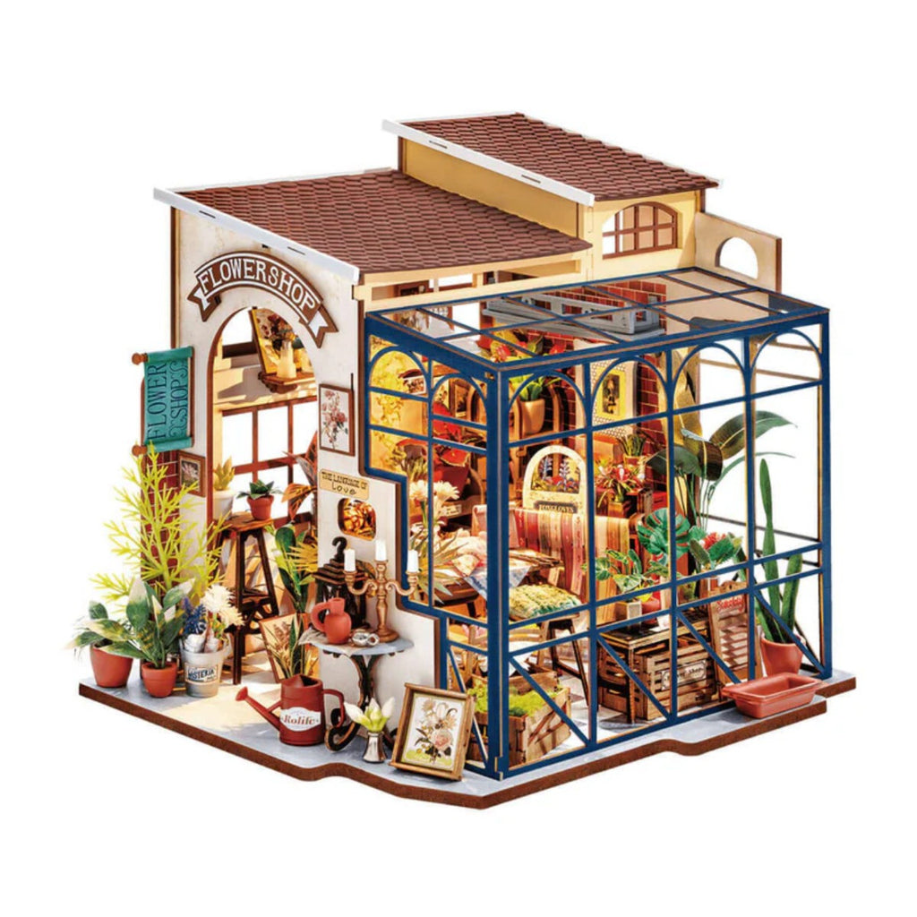 Robotime Rolife Emilys Flower Shop DIY Miniature Dollhouse 3D Wooden Puzzle Floral Building Model RT-DG145