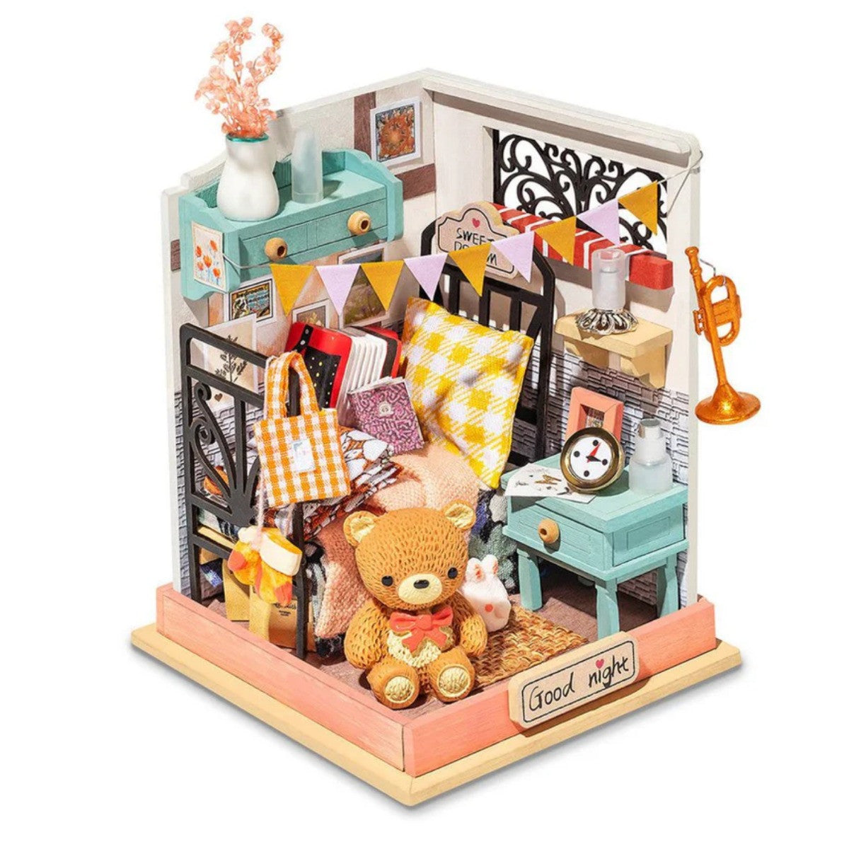 Robotime Diy Miniature Dollhouse Kit Tiny Mini House Kit Craft Gifts For Adults/Teens (Sweet Dream Bedroom)