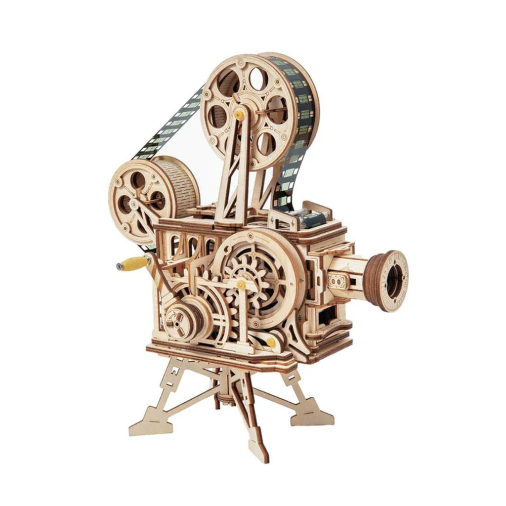 Robotime Rokr Vitascope DIY Vintage Movie Projector 3D Wooden Puzzle Hand Crank Mechanical Model RT-LK601