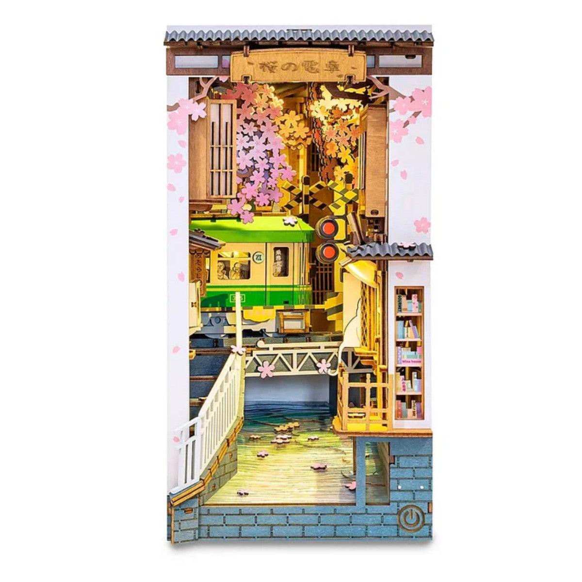 Robotime Rolife Sakura Densya DIY Book Nook 3D Wooden Shelf Insert Kit RT-TGB01