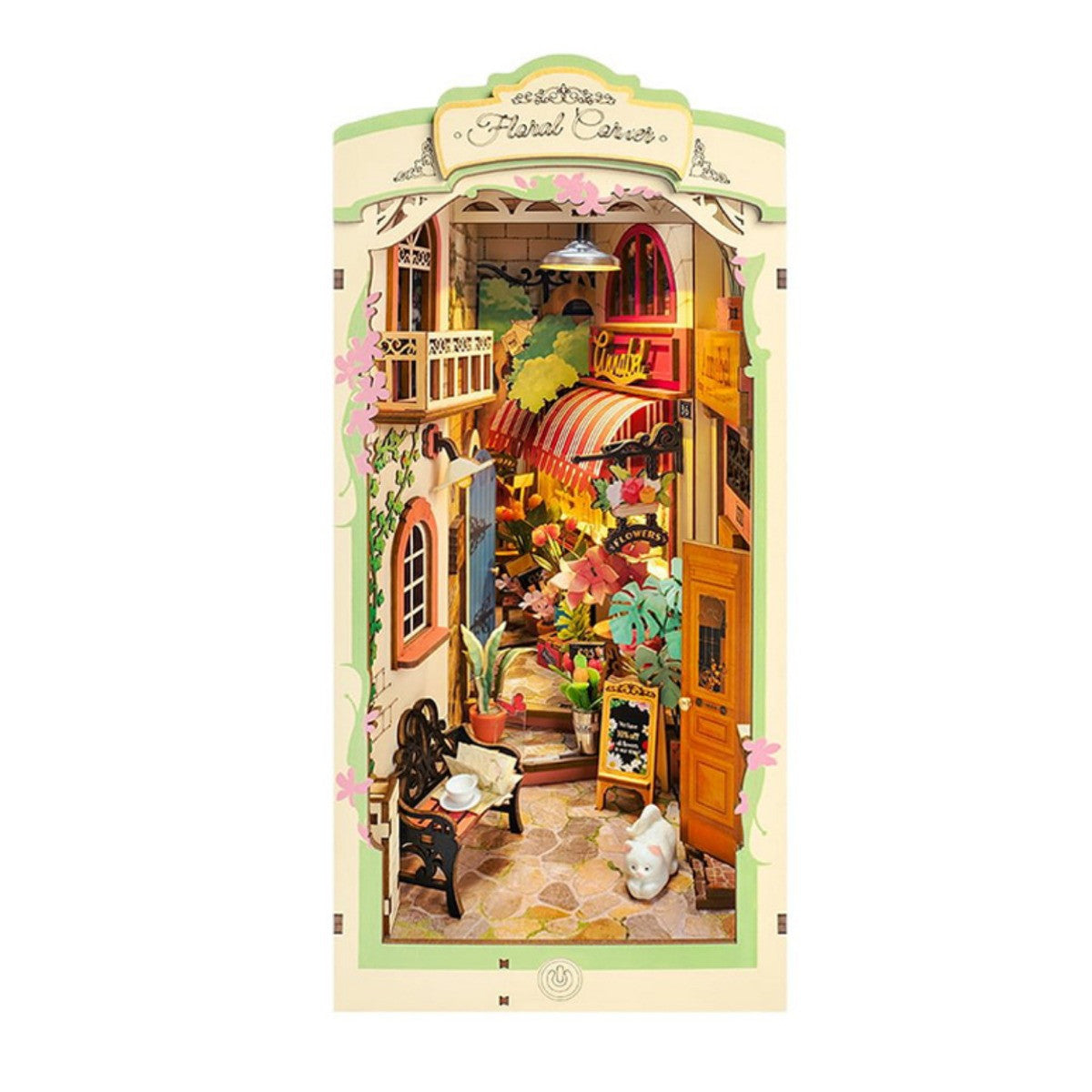 Robotime Rolife Floral Corner DIY Book Nook Shelf Insert Kit RT-TGB09