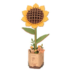 Robotime Rowood Sunflower DIY 3D Wooden Puzzle Adjustable Stem Floral Art RT-TW011