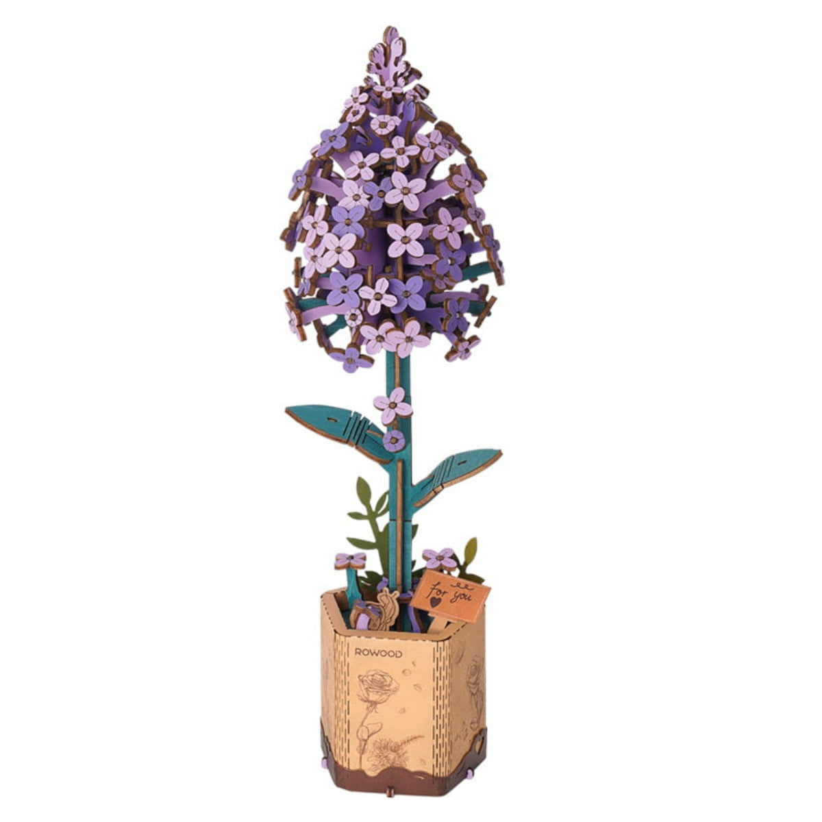 Robotime Rowood Lilac DIY Wooden Flower 3D Puzzle Adjustable Stem Floral Art RT-TW021