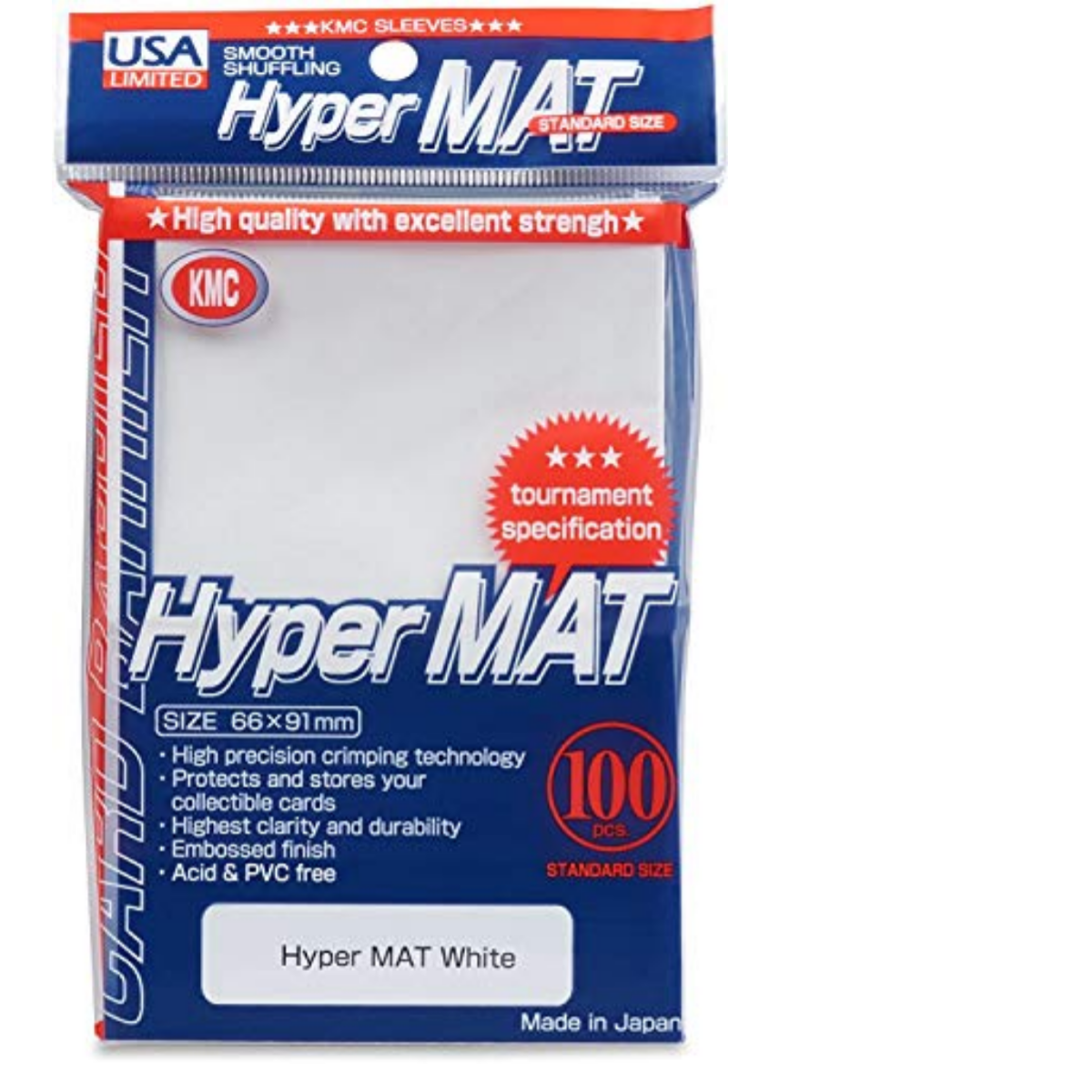 KMC Sleeves Hyper Matte White 100-count Standard Size Sleeves Pack USA Packaging KMC-HM2055