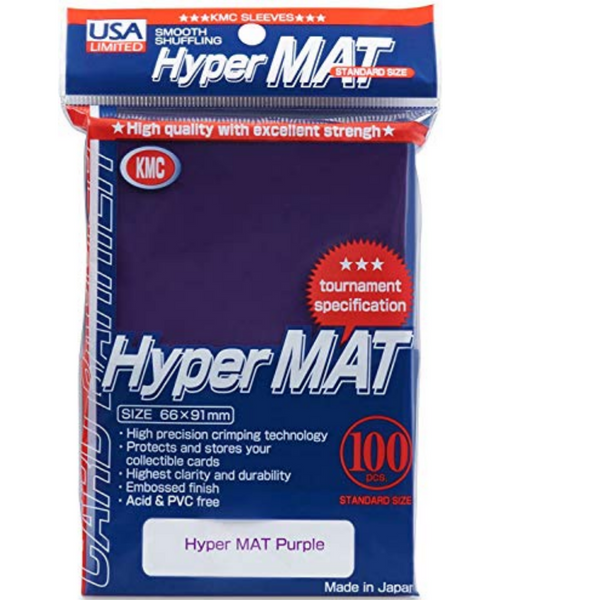 KMC Sleeves Hyper Matte Purple 100 count Standard Size Sleeves Pack USA packaging KMC-HM2079