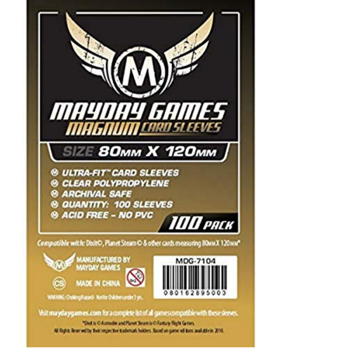 Mayday Games 80 x 120 mm Sleeves Magnum Ultra Fit Card Game (Gold) MDG-7104
