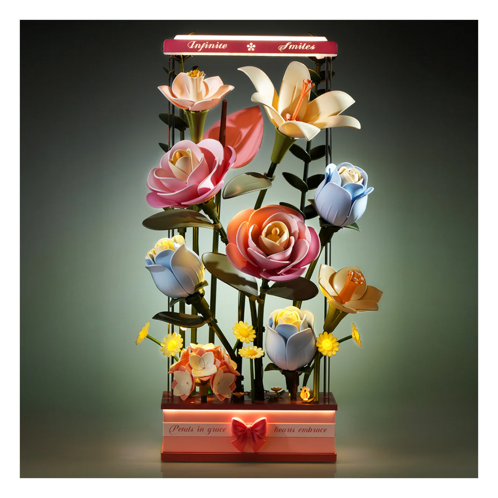 Robotime Rokr Blooming Bouquet Box DIY 3D Wooden Puzzle Floral Art Motor Powered Flower Display RT-AF01D