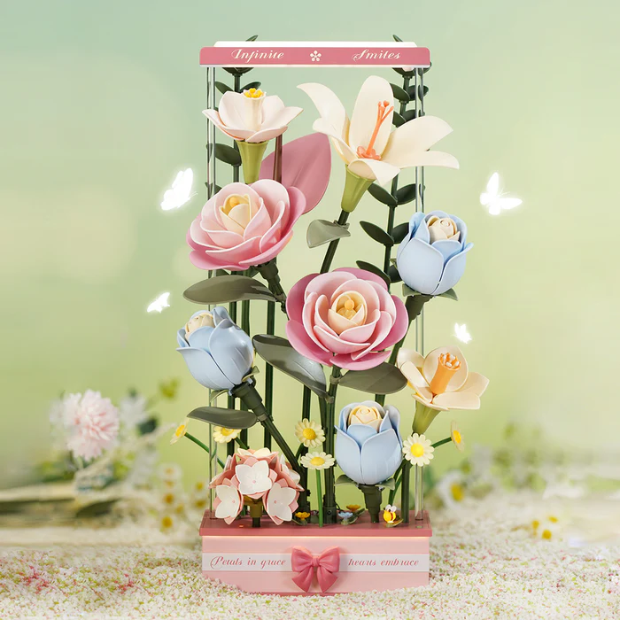 Robotime Rokr Blooming Bouquet Box DIY 3D Wooden Puzzle Floral Art Motor Powered Flower Display RT-AF01D