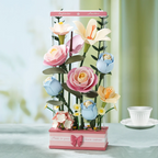 Robotime Rokr Blooming Bouquet Box DIY 3D Wooden Puzzle Floral Art Motor Powered Flower Display RT-AF01D