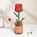 Robotime Rowood Red Rose DIY 3D Wooden Flower Puzzle Realistic Floral Art RT-TW042