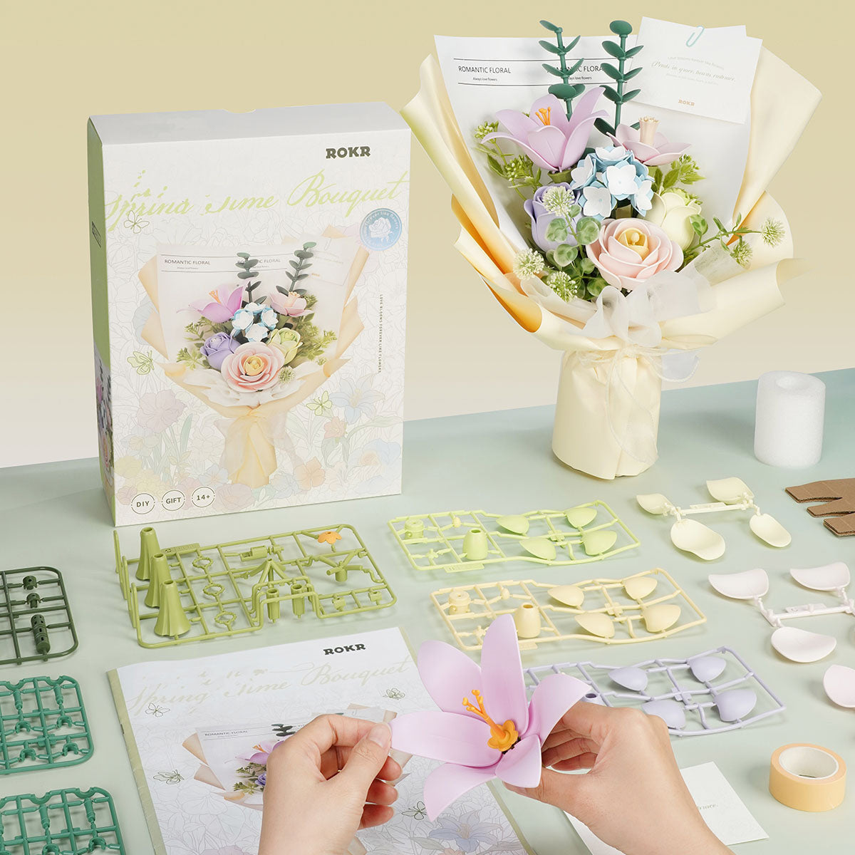 Robotime Rokr Spring Time Bouquet DIY 3D Floral Puzzle Mixed Flower Arrangement AF01J RT-AF01J